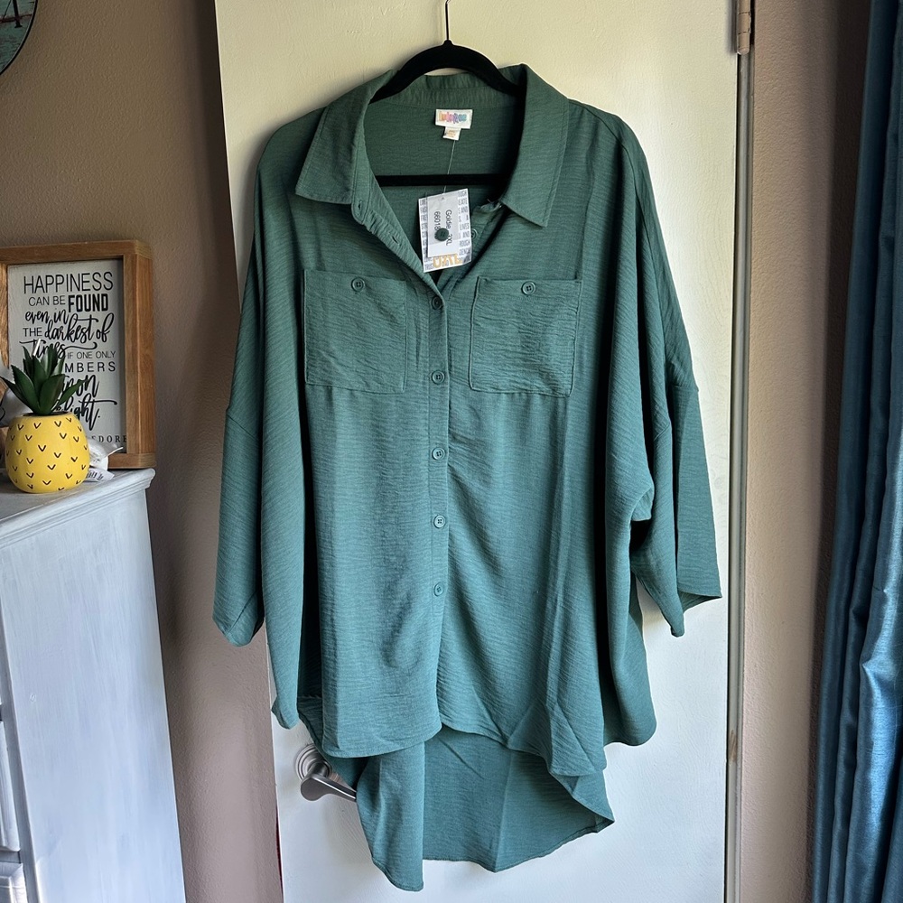 Oversized Green Button-Up Shirt
